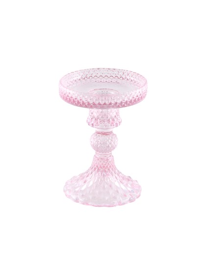 WATER PINK GLASS CANDLEHOLDER MACARENA SMALL SIZE DIA 8.8CM X 11.8CM