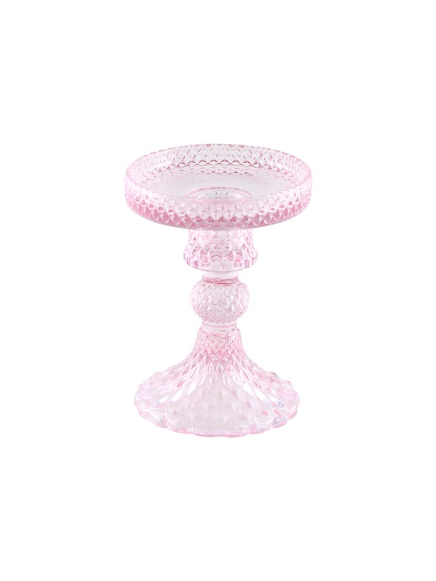 WATER PINK GLASS CANDLEHOLDER MACARENA SMALL SIZE DIA 8.8CM X 11.8CM