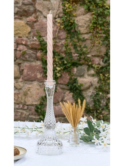 BOUGEOIR FLAMBEAU VERRE TRANSPARENT SYMPHONIE GM DIA 10.5CM X 27CM