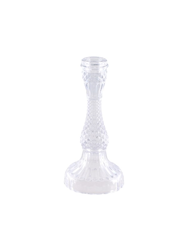 CLEAR GLASS TAPER CANDLE HOLDER SYMPHONY MEDIUM SIZE DIA 10CM X 20.8CM