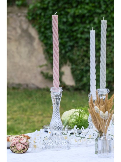 CLEAR GLASS TAPER CANDLE HOLDER SYMPHONY MEDIUM SIZE DIA 10CM X 20.8CM