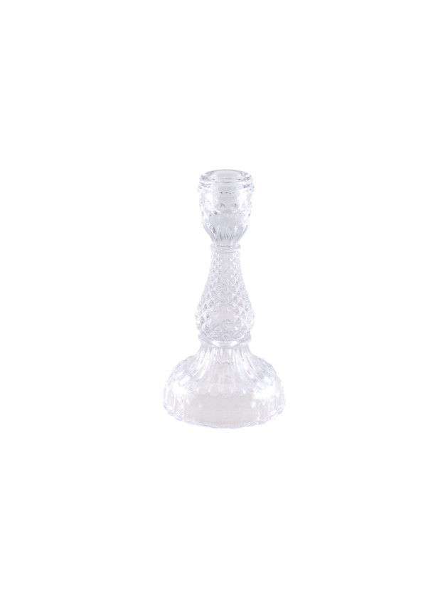 CLEAR GLASS TAPER CANDLE HOLDER SYMPHONY SMALL SIZE DIA 8.3CM X 16.3CM