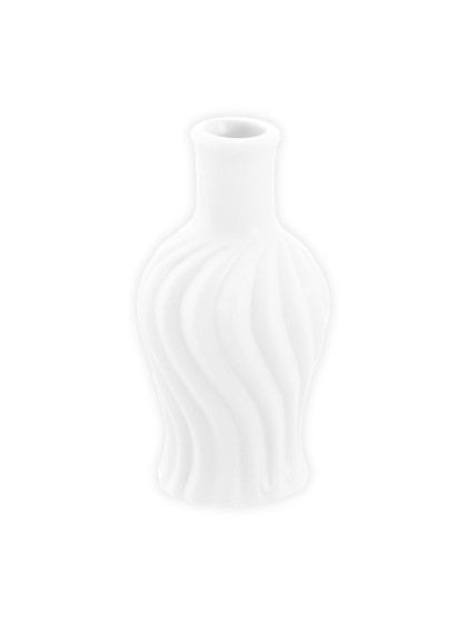 MINI WHITE CERAMIC TWISTED VASE DIA 4.5CM X 8.5CM