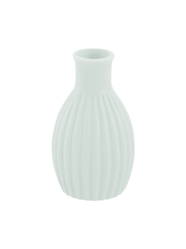 MINI VASE CERAMIQUE STRIE VERT SAUGE DIA 4.5CM X 8.5CM