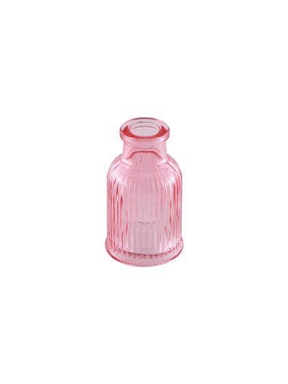 MINI VASE VERRE STRIE ROSE BALLADE DIA 4.3CM X 7.4CM