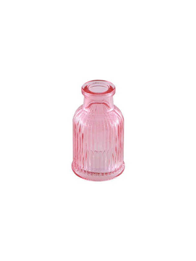 MINI VASE VERRE STRIE ROSE BALLADE DIA 4.3CM X 7.4CM