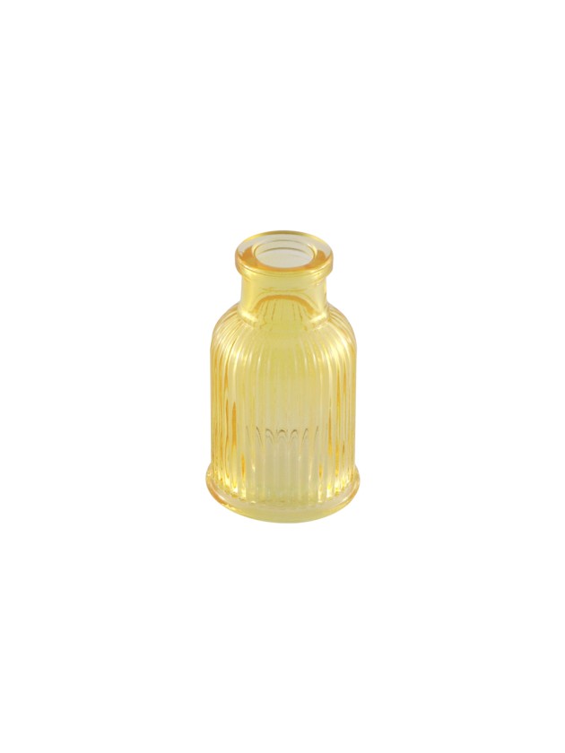 MINI VASE VERRE STRIE JAUNE BALLADE DIA 4.3CM X 7.4CM