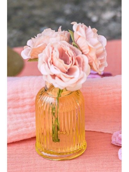MINI VASE VERRE STRIE JAUNE BALLADE DIA 4.3CM X 7.4CM