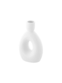 ROUND WHITE CERAMIC TAPER CANDLEHOLDER 8.7CM X 4.3CM X 14CM