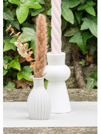WHITE CERAMIC HIGH TAPER CANDLE HOLDER DIA 5.8CM X 12.4CM