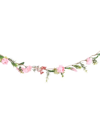 PINK/GREEN FLOWERS GARLAND 120CM