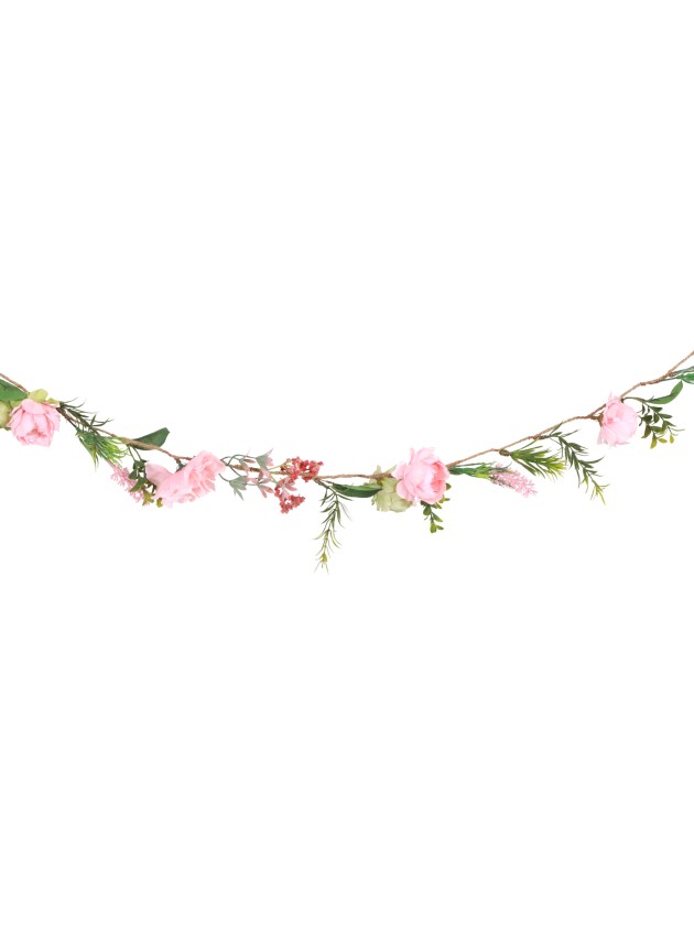 PINK/GREEN FLOWERS GARLAND 120CM