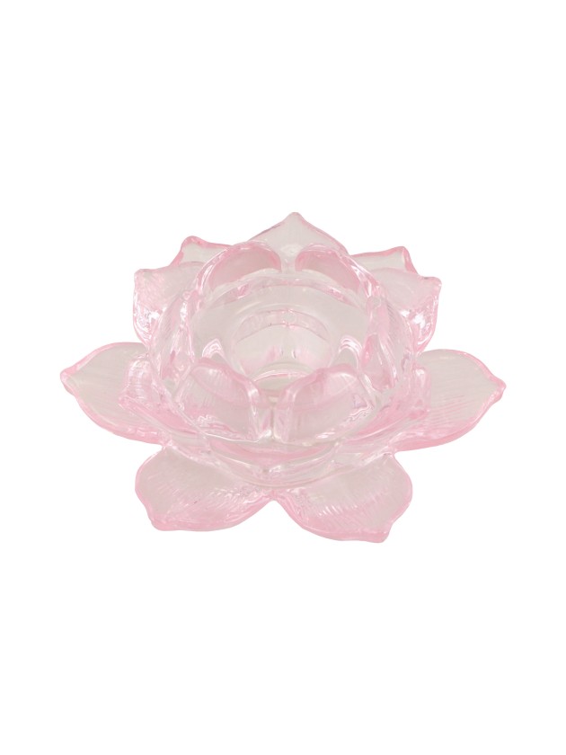 WATER PINK TAPER/T-LIGHT 2 IN 1 GLASS ROSA CANDLE HOLDER DIA 9.9CM X 4.3CM