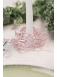 BOUGEOIR VERRE 2 EN 1 FLAMBEAU/T-LIGHT ROSA ROSE WATER DIA 9.9CM X 4.3CM