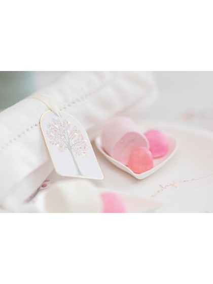 8 ETIQUETTES CARTON AVEC RUBAN MON BAPTEME 4CM X 6CM