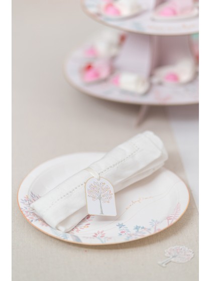 SET 8 PAPER TAGS W/ RIBBON MON BAPTEME 4CM X 6CM