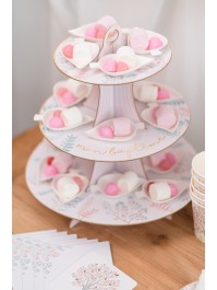 CARTON CAKES STAND 3 LEVELS MON BAPTEME DIA 30.5CM / 24.5CM / 18CM X 33CM