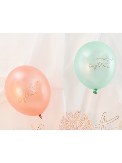 SET 6 LATEX BALLOONS MON BAPTEME DIA 27CM