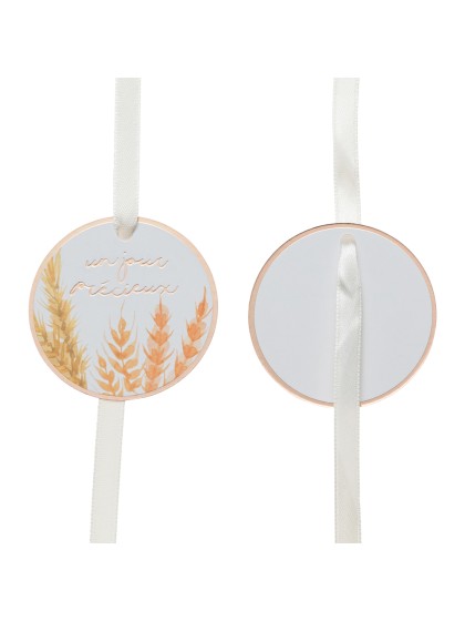 8 ETIQUETTES CARTON AVEC RUBAN UN JOUR PRECIEUX DIA 5CM