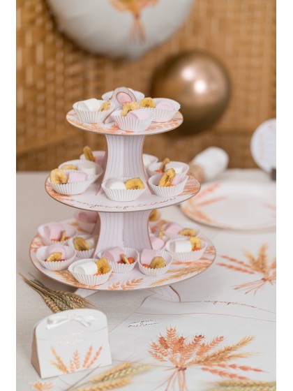 SUPPORT A MIGNARDISES CARTON 3 NIVEAUX UN JOUR PRECIEUX DIA 30.5CM / 24.5CM / 18CM X 33CM