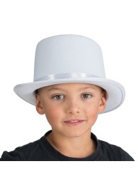 WHITE FELT TOP HAT CHILD 56CM X 12CM HT