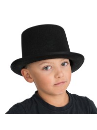 CHAPEAU HAUT DE FORME NOIR FEUTRINE ENFANT 56CM X 12CM
