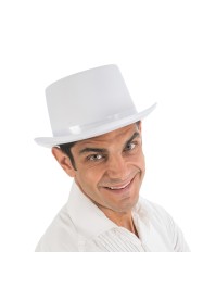 WHITE SATIN TOP HAT ADULT ADJUSTABLE SIZE 12CM HT