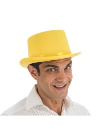 LEMON YELLOW SATIN TOP HAT ADULT ADJUSTABLE SIZE 12CM HT