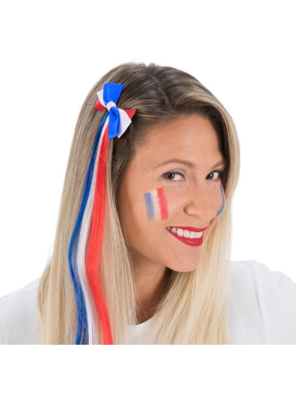 BARRETTE NOEUD SUPPORTER FRANCE 8CM X 38CM