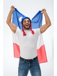 GAULISH HELMET HORNS AND BRAIDS FABRIC FRENCH SUPPORTER DIA 56CM X 19CM HT