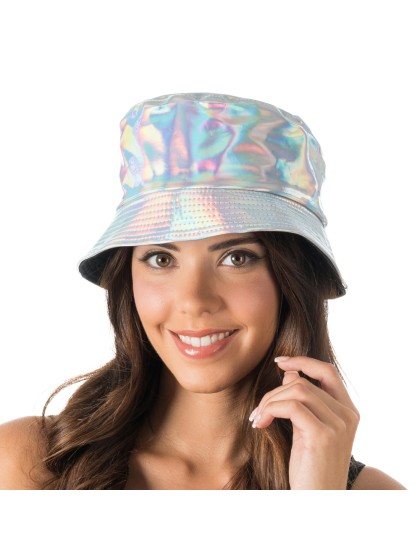 IRIDESCENT SILVER BUCKET HAT ONE SIZE