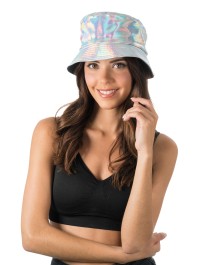IRIDESCENT SILVER BUCKET HAT ONE SIZE