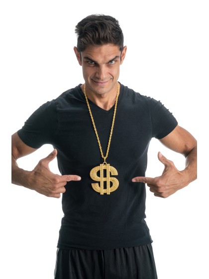 RAPPER BIG $ CHAIN NECKLACE 100cm - $ 11x10 cm