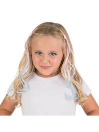 2 HEART HAIR CLIPS WITH BLUE AND PINK HAIR 