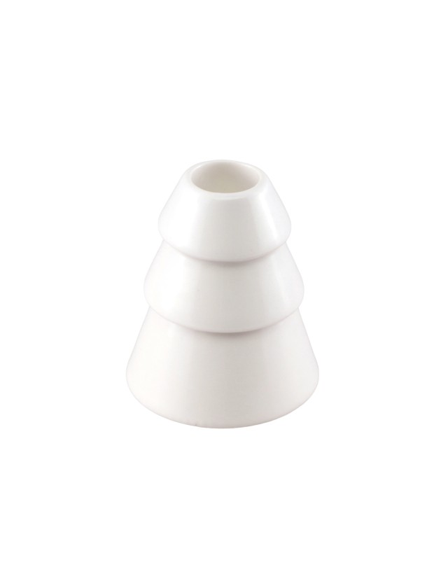 WHITE CERAMIC TAPER CANDLE HOLDER CHRISTMAS TREE DIA 7CM X 8CM