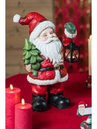 MAGNESIA SANTA WITH TREE AND METAL LANTERN 20CM X 27CM X 47CM
