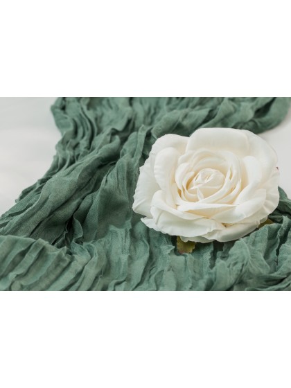 OLIVE GREEN XL GAUZE TABLE RUNNER 90CM X 3M