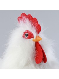 POULE BLANCHE PLUMES 30CM X 15CM X 33CM