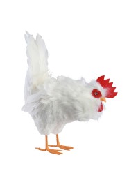 POULE BLANCHE PLUMES PICOTA 28CM X 14CM X 37CM