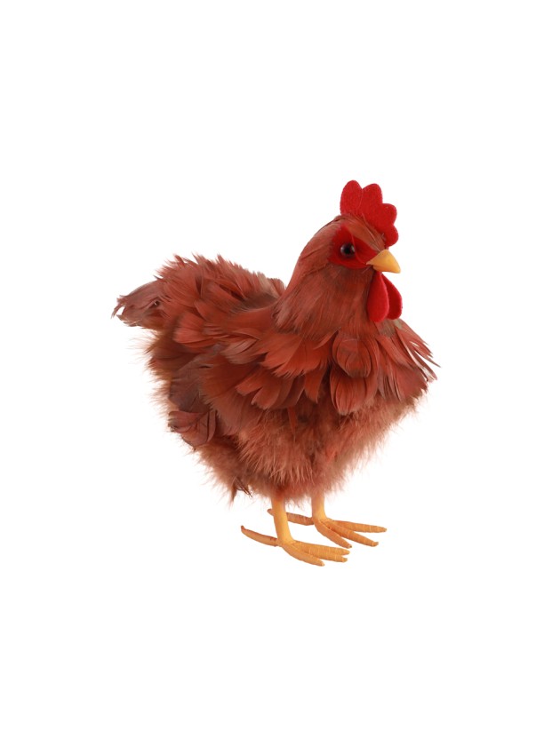 SMALL HEN WITH NATURAL COLORED FEATHERS 20CM X 12CM X 20CM