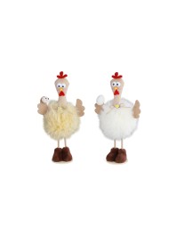 POULE HUMORISTIQUE FOURRURE GM 2 ASS ENV 11CM X 7CM X 21CM