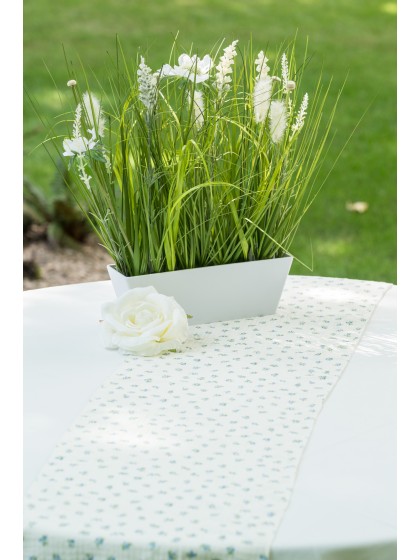 CHEMIN DE TABLE COTON GAUFRE MYOSOTIS 26CM X 3M