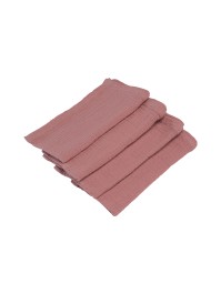 4 SERVIETTES COTON GAUFRE ROSE POUDRE 40CM X 40CM