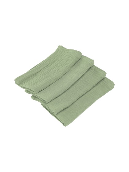 4 SERVIETTES COTON GAUFRE VERT SAUGE 40CM X 40CM