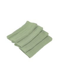4 SERVIETTES COTON GAUFRE VERT SAUGE 40CM X 40CM