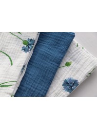 4 DENIM BLUE EMBOSSED COTTON NAPKINS 40CM X 40CM