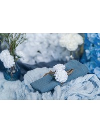 4 SERVIETTES COTON GAUFRE BLEU ACIER 40CM X 40CM