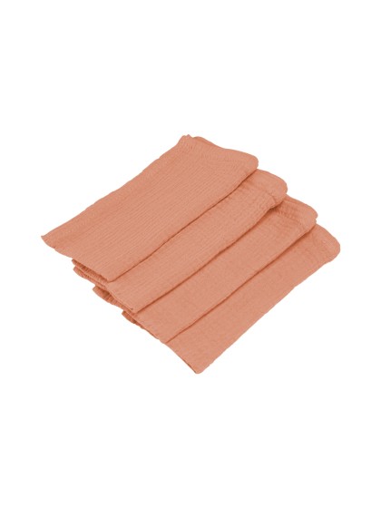 4 SERVIETTES COTON GAUFRE PECHE 40CM X 40CM