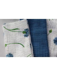 4 SERVIETTES COTON GAUFRE BLEUETS 40CM X 40CM