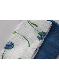 4 SERVIETTES COTON GAUFRE BLEUETS 40CM X 40CM